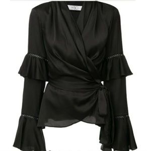 PATBO ruffle sleeve wrap blouse
